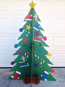 6 ft Artificial Christmas Tree w Ornaments Eco Green Recycled Cardboard Paper