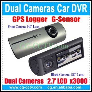 Original X3000 Wide Angle Dual Cameras Car DVR w GPS Logger 2 7 "LCD G Sensor