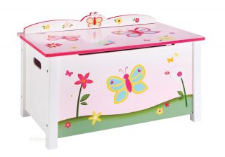 Guidecraft Kids Butterfly Buddies G86604 Toy Chest Storage Box Girls Pink Flower