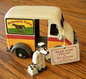 Old Time Hand Painted Wood Milk Truck by M J Mcnosky