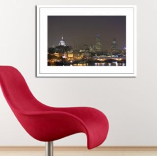 London Skyline Over The Thames at Night Framed Gloss Photo Print Picture Decor