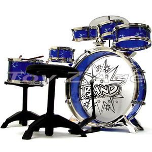 11 Pcs Kids Drum Set Girl Musical Instrument Toy Blue