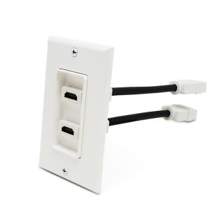 Dual 2 Port HDMI Wall Face Plate Outlet Cover w Gold Plated Cable for HDTV DVD