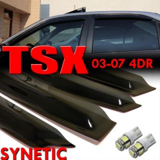 03 07 Smoke Window Visors Acura TSX Sedan 4D White T10 194 921 LED SMD Bulbs