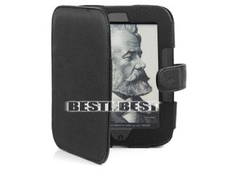 Black Leather Case Cover for Barnes Noble Nook 2 2nd Simple Touch