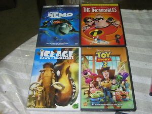 4 Disney Pixar Kids Dvds Lot Toy Story 3 The Incredibles Finding Nemo 