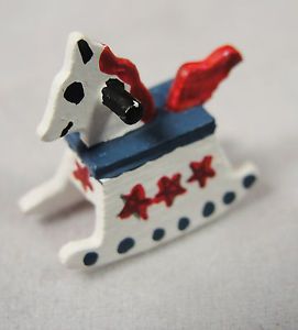 Vintage '93 Zerkel Artist Signed Dollhouse Miniature OOAK Rocking Horse Toy 5 8"