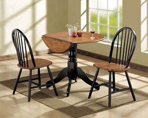 3 PC High End Oak Black Finish Dining Room Set Table and Chairs ZAC00878