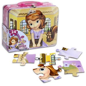 Disney 24pc Princess Sophia Kids Puzzle in Storage Tin Lunch Box Gift Bag New