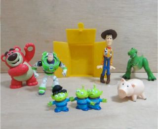 7 Pcs Toy Story 3 Woody Buzz Lotso Rex Dinosaur Green Man Hamm Pig Figures Set