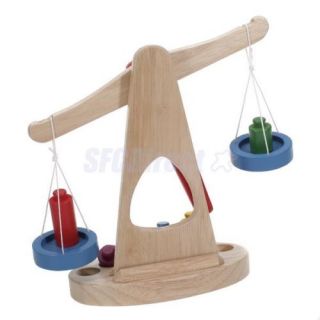 Children Intelligence Educational Balance Scale w Wooden Weights Great Toys New