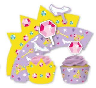 12 Pack of Cupcake Cake Muffin Wrappers Picks Fairytale Princess Castle Fun
