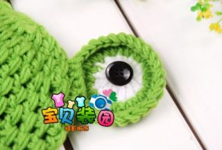 Baby Crochet Knit Beanie Cute Frog Design Cotton Hat Great Photo Props