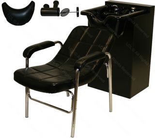 New Black Ceramic Shampoo Bowl Sink Cabinet Styling Chair Barber Salon Equipment