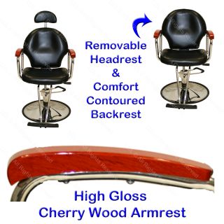 Hydraulic Reclining Barber Chair Cherry Wood Shampoo Hair Beauty Salon Equipment