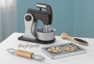 KidKraft 63318 Kids Toy Kitchen Espresso Mixer Baking Set Rolling Pin Cookies