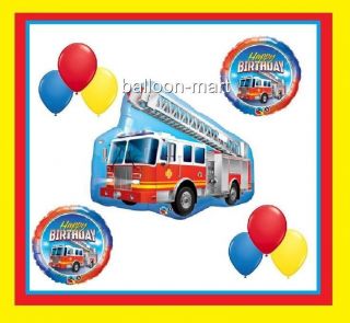Red Fire Truck Balloons Kit Happy Birthday Party Decorations Supplies Engine Boy