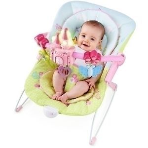 Disney Baby Princess Flowers and Fairytales Castle Pink Bouncer Seat Chair New
