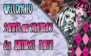 Monster High Birthday Party Welcome Sign Door Banner Laminated 8"X10"