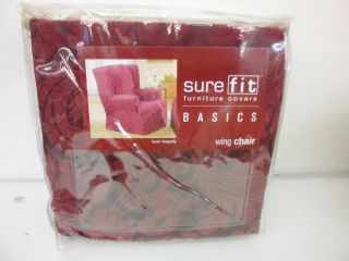 Sure Fit Chair Slipcover T Cushion Classic Fit Wing Burgundy