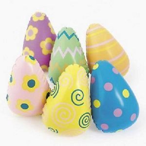 6 Inflatable Mini Easter Eggs Kids Toy Basket Filler Photo Prop Table Decoration