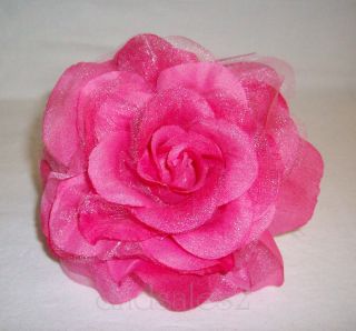 3 in1 Silk Chiffon Flower Rose Hair Clip Corsage Brooch N08080