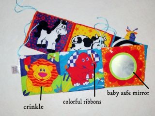 1×BABY Kids Lamaze High Contrast Activity Puzzle Zoo Cloth Book Crib Gallery Toy