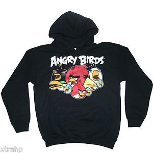 Angry Birds Group Pull Over Hoodie Black Licensed Youth Kids s 3 4