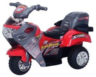Sporty Hot Red 6V Battery Powered Kids Ride on Car Wheels Motorcycle Bike Music