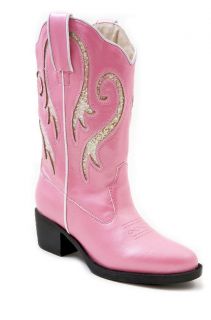 Roper Western Boots Girls Kids Fashion Glitter Underlay Leather Pink
