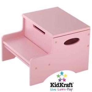 Step 'N Store Stool Toy Chest Storage Pink Furniture Wood Wooden Kids Children
