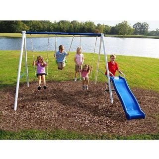 Swing Set Outdoor Play Backyard Metal Gym Slide Kids Children Boy Girl Toddler