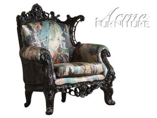 Black Abstract Art Contemporary Accent Arm Chair