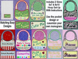 In The Hoop Bib Burp Baby Kids Embroidery Designs