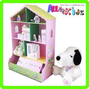 Pink Girls Kids Hand Paint Fairy Dollhouse Bookcase Toy Cabinet Shelf Organiser