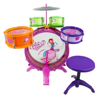 8PC Colorful Music Set Drum Toys Boy Girl Children with Play Stool Kids
