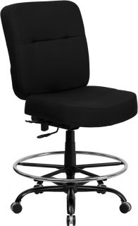 New Big Tall 400lb Black Fabric Armless Bar Counter Stools Chairs w Footring