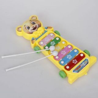 Bear Pull Cart Xylophone Percussion Baby Kids Play Toy School Musical Instrument