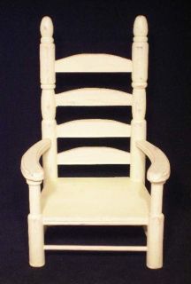 Ladder Back Doll Arm Chair Wooden Toy Furniture Cream Shabby Painted Chic Look