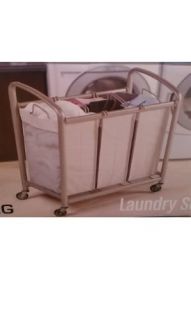 Seville Classics 3 Bag Laundry Sorter Heavy Duty Glide Wheels Water Resistance