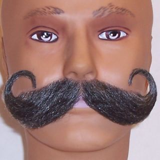 2 Gray Handlebar Professional Quality Mustache Costume Fake Human Hair Moustache