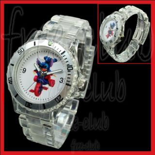 Lilo Stitch Tricycle Silver Bezel Acrylic Wrist Watch