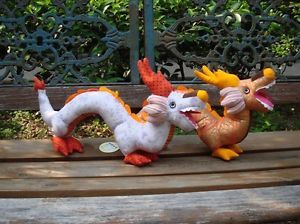 New Handmade Fabric Soft Toys Craft Dolls Stuffed Animal Kids Toys Two Dragons