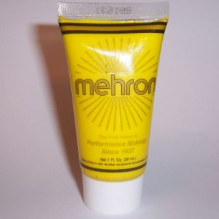 Yellow Water Base Cream Mehron Fantasy FX Makeup Face Paint Tube Painting