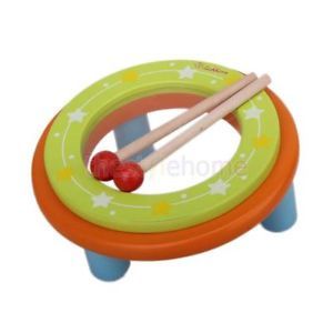 Random Color Wooden Drum Kids Toy with Drum Sticks Baby Musical Development Toys