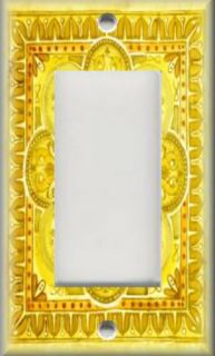 Light Switch Plate Cover Italian Tile Pattern Fiore Sunflower Yellow