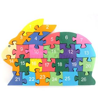 Wood Rabbit Jigsaw Puzzle Toy Kids Letter Learning Kit Wooden Chunky Puzzle Toy