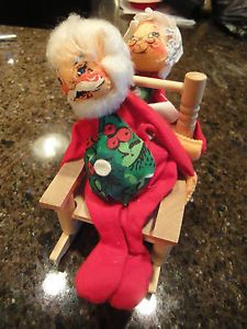 Vintage Annalee Christmas Doll Mr Mrs Claus in Rocking Chair