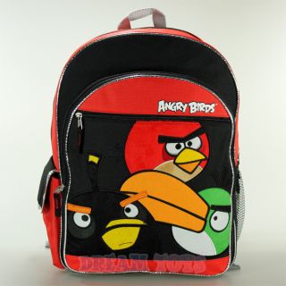 Rovio Angry Birds Fuzzy 3 Birds 16" Large Backpack Book Bag Boys Girls Kids