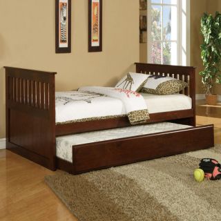 Traditional Mission Low Kids Youth Black Cherry White Twin Day Bed with Trundle